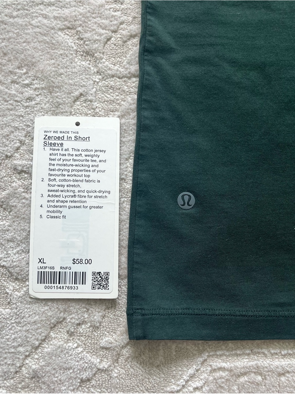 lululemon athletica Men's Crew Tee - Deep Forest Green - Picture 3 of 3